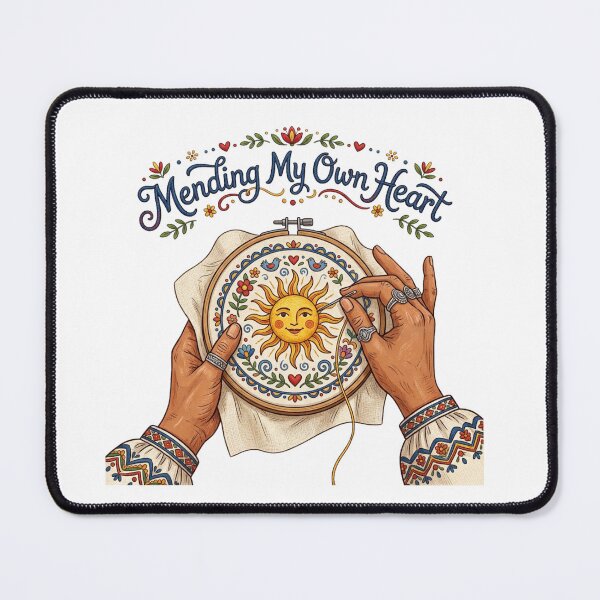 Item preview, Mending My Own Heart Folk Art Embroidery Sun designed and sold by Sanan Israyilli.