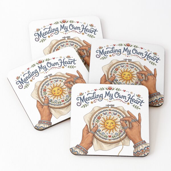 Item preview, Mending My Own Heart Folk Art Embroidery Sun designed and sold by Sanan Israyilli.