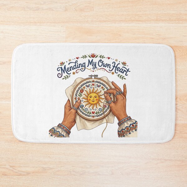Item preview, Mending My Own Heart Folk Art Embroidery Sun designed and sold by Sanan Israyilli.