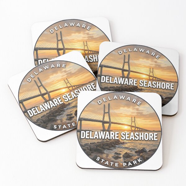 Item preview, Pegatina redonda conmemorativa del muelle de Delaware Sunset, del Parque Estatal de la Costa de Delaware. designed and sold by DetourDgn.