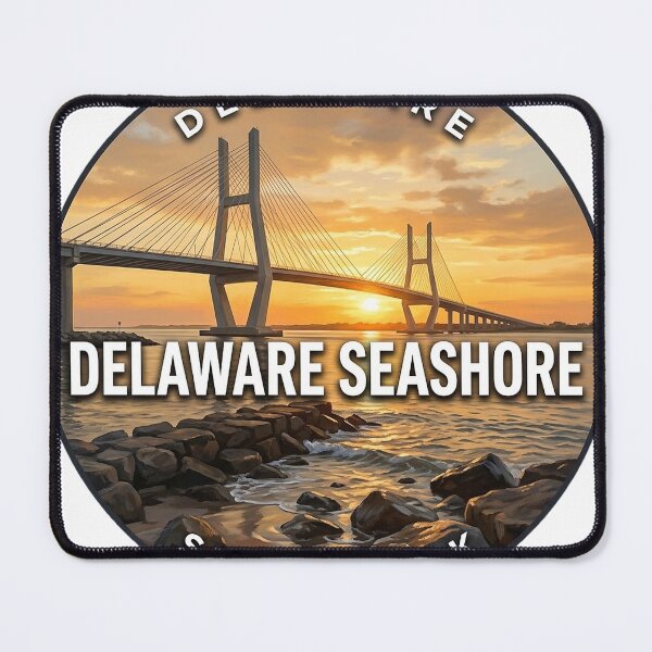 Item preview, Delaware Seashore State Park Delaware Sunset Jetty Round Badge Sticker designed and sold by DetourDgn.