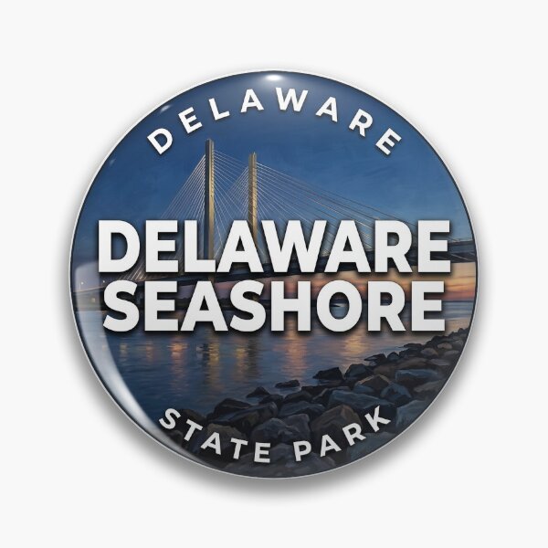 Artikelvorschau, Delaware Seashore State Park Delaware Blue Hour Rundabzeichen-Aufkleber entworfen und verkauft von DetourDgn.