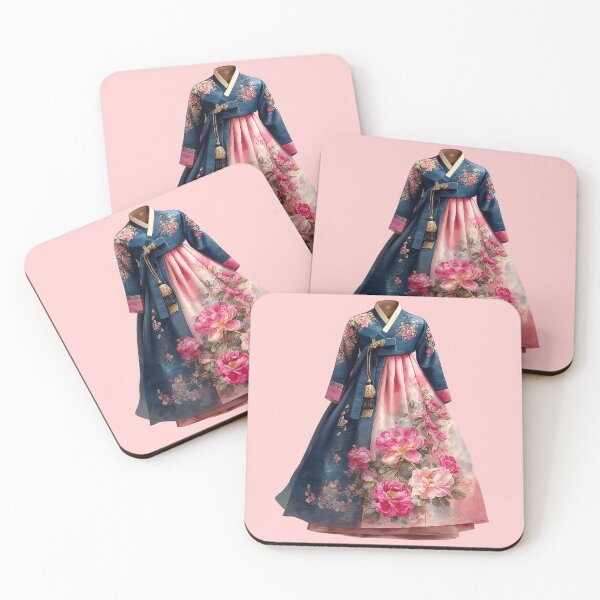 Item preview, Elegant Navy and Pink Hanbok with Peony Flowers designed and sold by colorful-white.