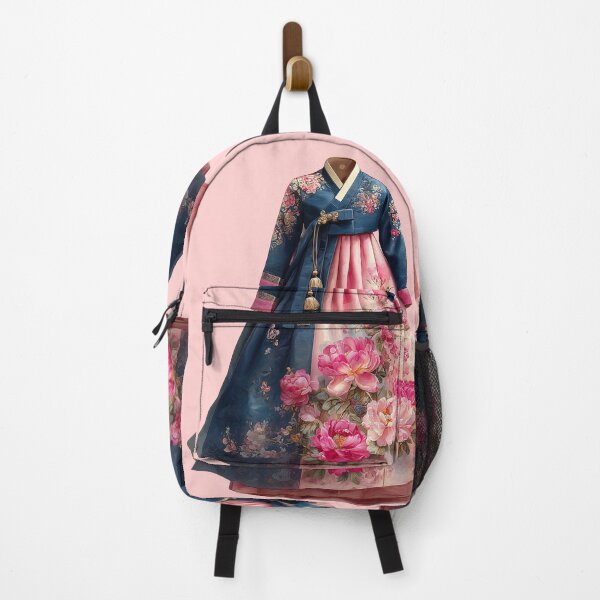 Item preview, Elegant Navy and Pink Hanbok with Peony Flowers designed and sold by colorful-white.