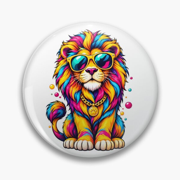 Item preview, Cool Lion Art | Colorful Lion with Sunglasses & Gold Chain | Funky Pop Art Streetwear Design designed and sold by Pixel Rush.