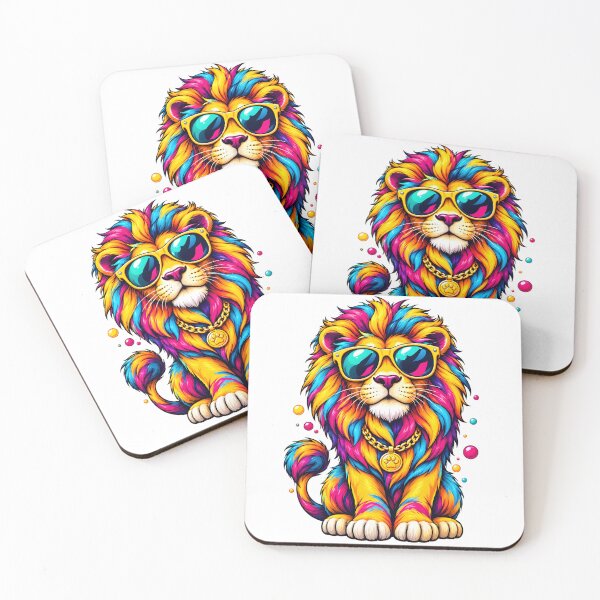 Item preview, Cool Lion Art | Colorful Lion with Sunglasses & Gold Chain | Funky Pop Art Streetwear Design designed and sold by Pixel Rush.