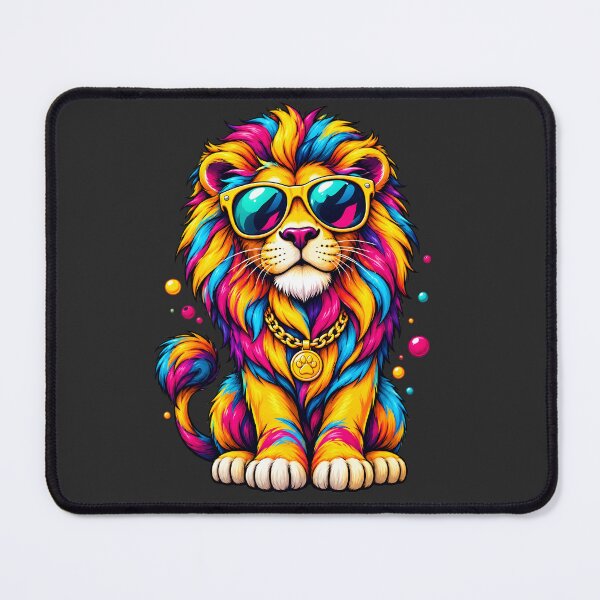 Item preview, Cool Lion Art | Colorful Lion with Sunglasses & Gold Chain | Funky Pop Art Streetwear Design designed and sold by Pixel Rush.