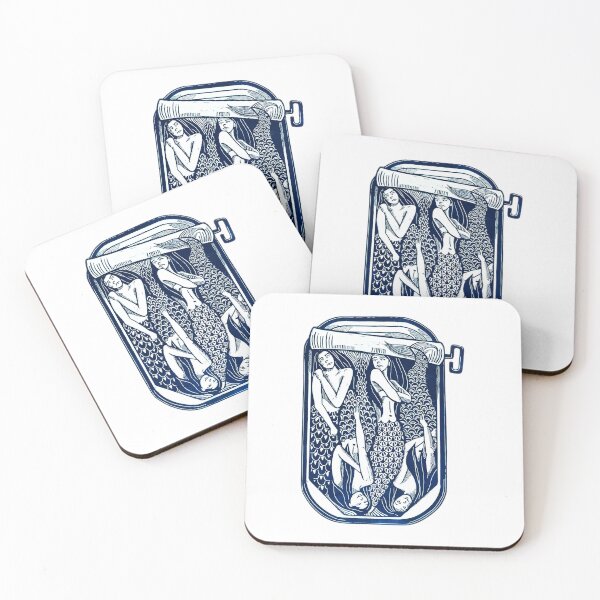 Item preview, Mermaid Canned Sardines Vintage Linocut Ocean designed and sold by Colorful-Garden.