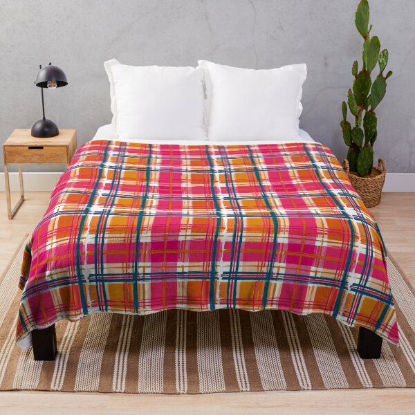 Artikelvorschau, Orange und Rosa Madras-Musterdesign entworfen und verkauft von RichardRags.