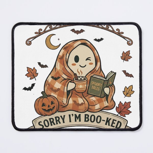 Item preview, Sorry Im Booked Ghost Reading Book Cozy Halloween Art designed and sold by Alaakadry800.