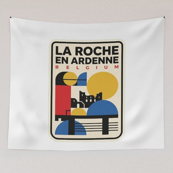 Aperçu de l'œuvre Rétro La Roche En Ardenne Bauhaus Géométrique Skyline créée et vendue par k3rstman1.