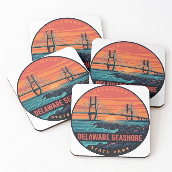 Item preview, Insignia vintage retro de puesta de sol del Parque Estatal de la Costa de Delaware designed and sold by DetourDgn.