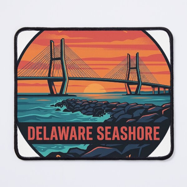 Item preview, Delaware Seashore State Park Delaware Retro Sunset Vintage Badge Sticker designed and sold by DetourDgn.