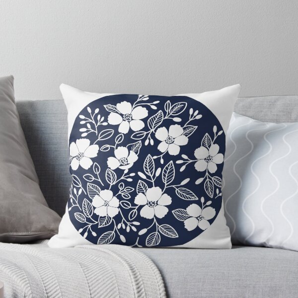 Item preview, Beautiful hand drawn flower in navy background designed and sold by pinkpastel.