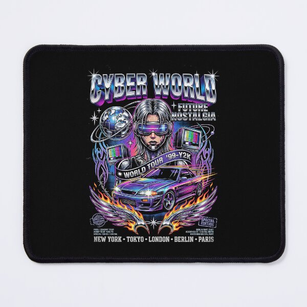 Item preview, Cyber World 1999 | Vintage Y2K Chrome Cyberpunk Tour Tee designed and sold by HexOne.
