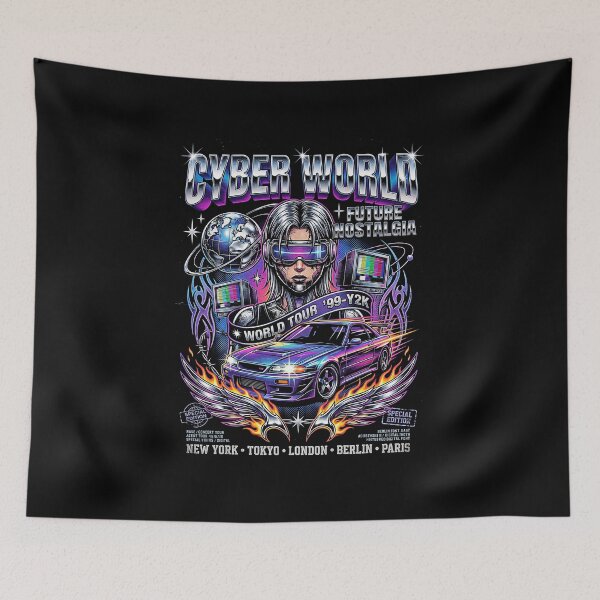 Item preview, Cyber World 1999 | Vintage Y2K Chrome Cyberpunk Tour Tee designed and sold by HexOne.