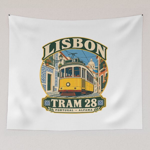 Item preview, Lisbon Tram 28 Alfama Portugal Vintage Travel designed and sold by Globalcitytees.