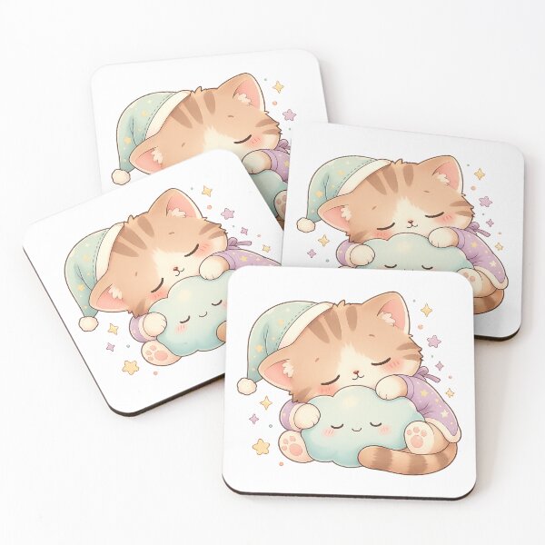 Item preview, Sleepy Cat Hugging a Cloud Cute Cozy Bedtime Kawaii Design designed and sold by inkoutninja.