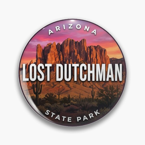 Item preview, Lost Dutchman State Park Arizona Sunset Glow Round Badge Sticker designed and sold by DetourDgn.
