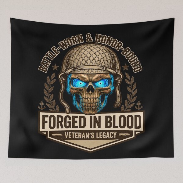 Item preview, Forged in Blood - Battle Worn Veteran Skull designed and sold by InkShiftLabs.