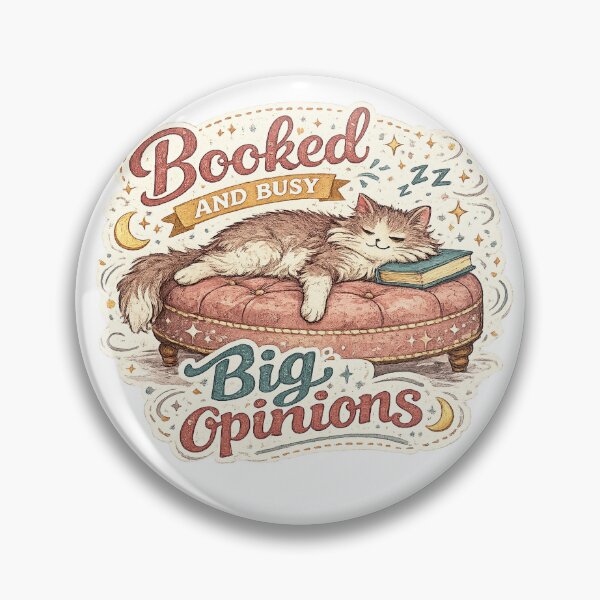 Item preview, Booked and Busy Big Opinions Funny Cat Book Lover Reading Design designed and sold by inkoutninja.