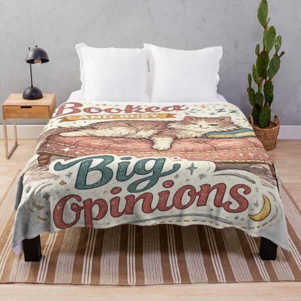 Item preview, Booked and Busy Big Opinions Funny Cat Book Lover Reading Design designed and sold by inkoutninja.