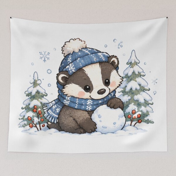 Item preview, Cute Winter Badger designed and sold by MellowMunchkins.