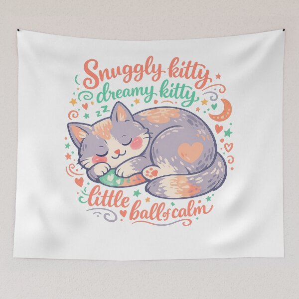 Item preview, Snuggly Kitty Dreamy Kitty Little Ball of Calm Cute Sleeping Cat Design designed and sold by inkoutninja.