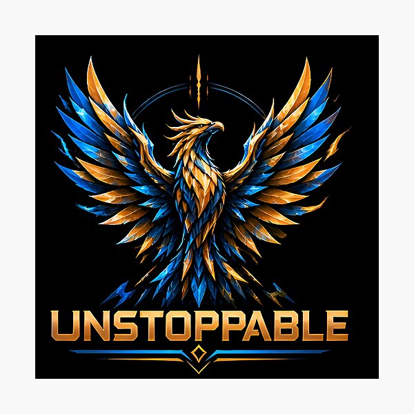Item preview, Unstoppable Phoenix Golden and Blue Fire Bird Graphic designed and sold by PrimeRootsArt.