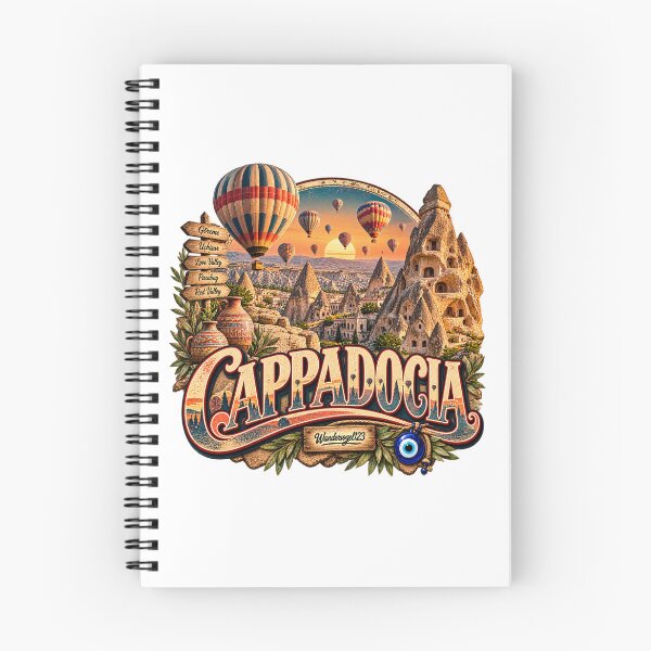 Item preview, Cappadocia Turkey – Göreme Balloons & Fairy Chimneys Retro Design designed and sold by Wandervogel123.