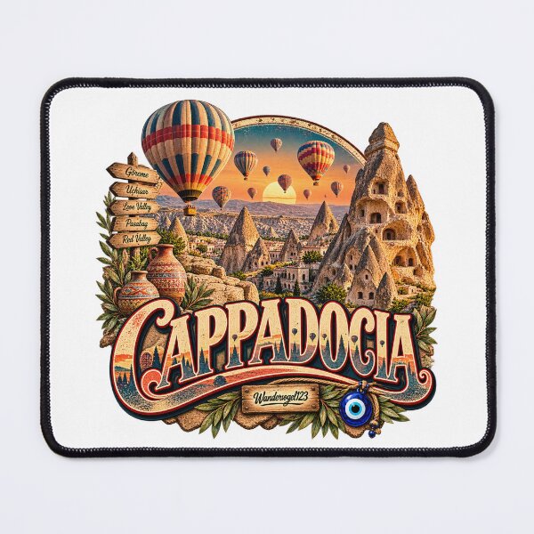 Item preview, Cappadocia Turkey – Göreme Balloons & Fairy Chimneys Retro Design designed and sold by Wandervogel123.
