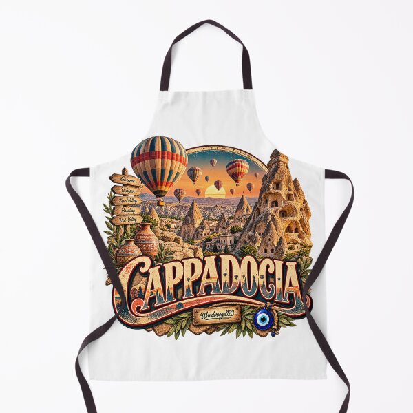 Item preview, Cappadocia Turkey – Göreme Balloons & Fairy Chimneys Retro Design designed and sold by Wandervogel123.