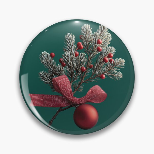 Item preview, Festive Pine Branch with Red Christmas Ornament designed and sold by colorful-white.