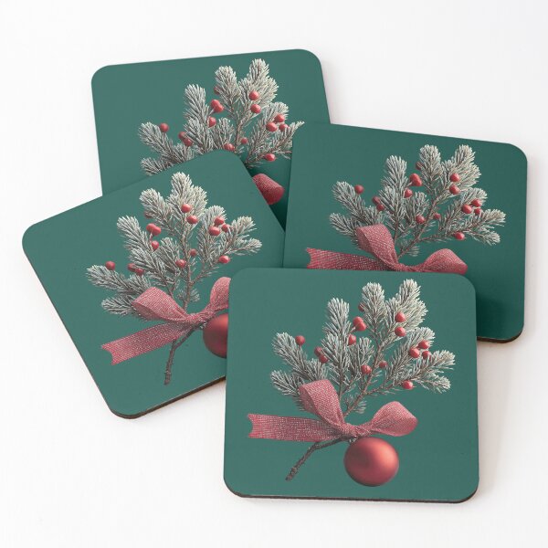 Item preview, Festive Pine Branch with Red Christmas Ornament designed and sold by colorful-white.