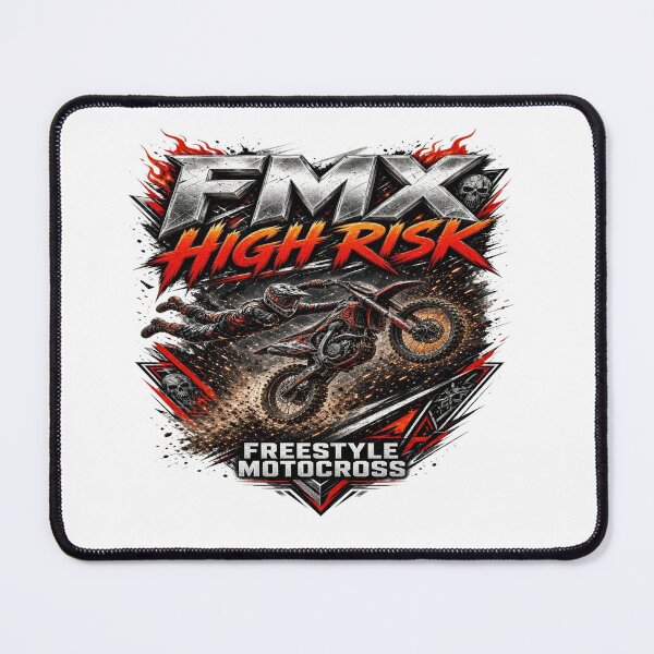 Item preview, FMX High Risk Freestyle Motocross Metallic Skull Dirt Bike T-Shirt designed and sold by Sushikidsntoddlers.