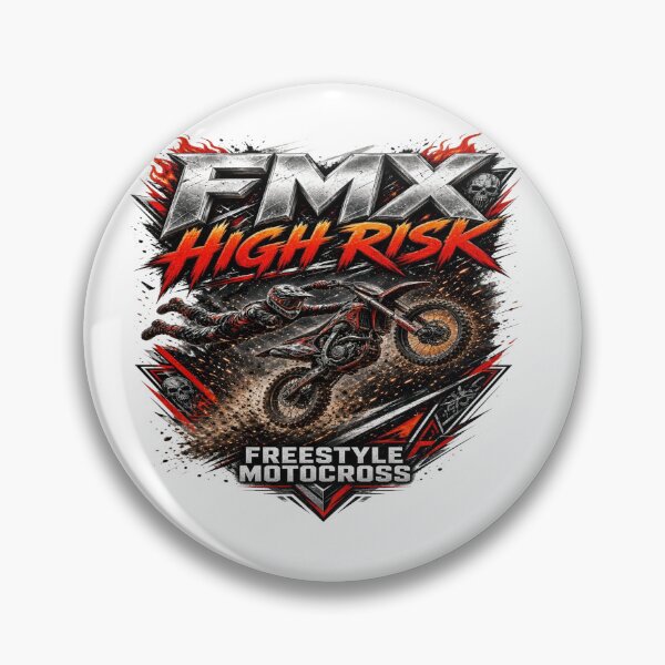 Artikelvorschau, FMX High Risk Freestyle Motocross Metallic Skull Dirt Bike T-Shirt entworfen und verkauft von Sushikidsntoddlers.