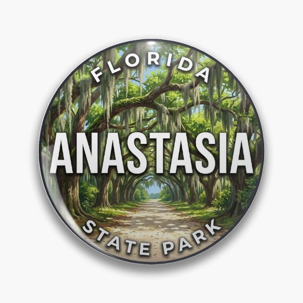 Item preview, Anastasia State Park Florida Summer Canopy Round Badge Sticker designed and sold by DetourDgn.