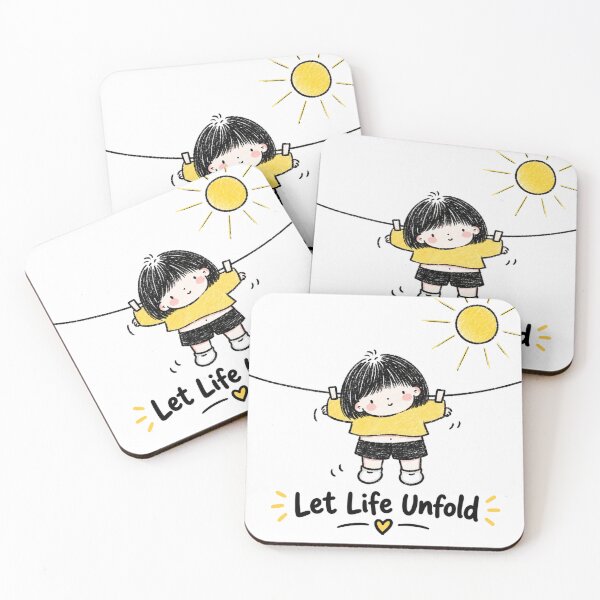 Item preview, Let Life Unfold – Cute Positive Quote, Relaxed Girl & Sunshine Doodle designed and sold by CRAZZYDOODLES.