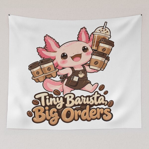 Item preview, Tiny Barista Big Orders – Cute Axolotl Coffee Shop Design designed and sold by HH Design House.