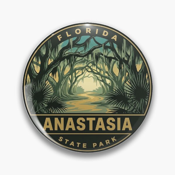 Item preview, Anastasia State Park Florida Retro Oak Canopy Vintage Badge Sticker designed and sold by DetourDgn.