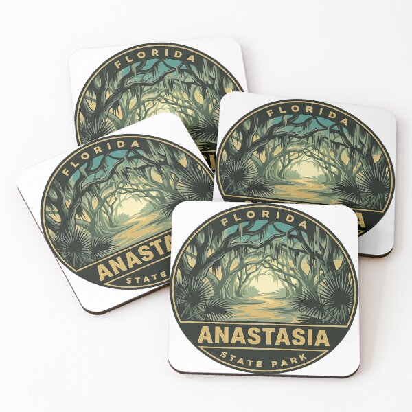 Item preview, Anastasia State Park Florida Retro Oak Canopy Vintage Badge Sticker designed and sold by DetourDgn.