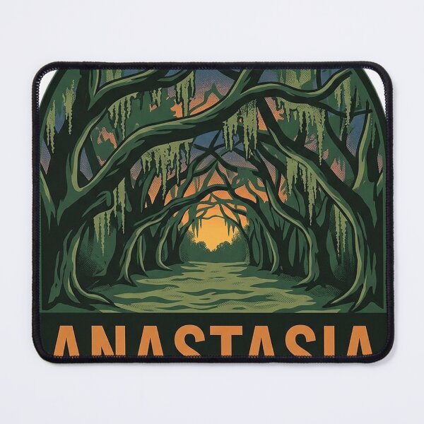 Item preview, Anastasia State Park Florida Oak Tunnel Sunset Vintage Badge Sticker designed and sold by DetourDgn.