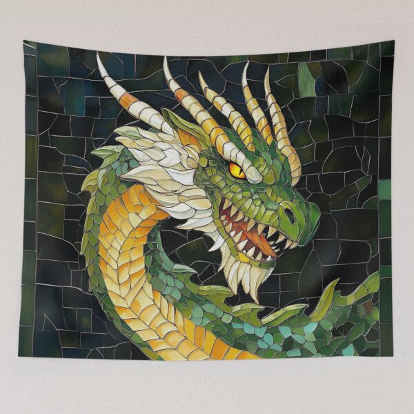 Item preview, Green Dragon Mosaic Fantasy Design designed and sold by Nerdy Realms Store.
