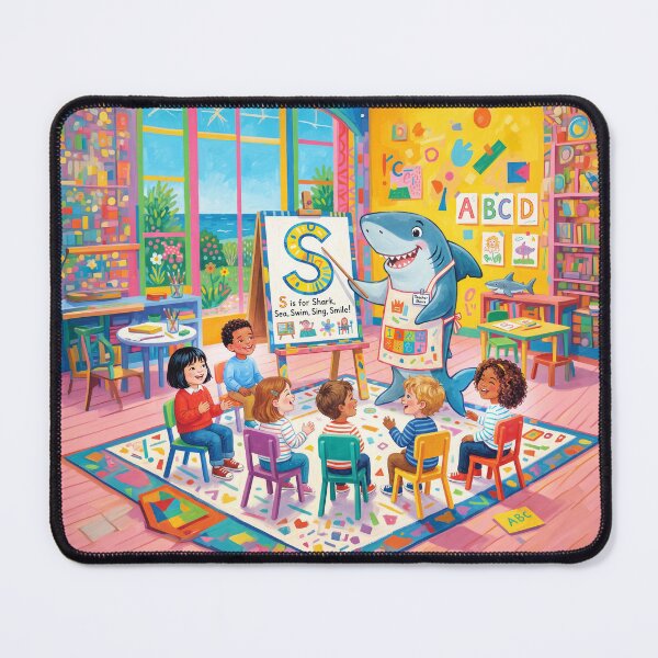 Artikelvorschau, Shark Teaching The Alphabet Letter S entworfen und verkauft von Home Decor Art.