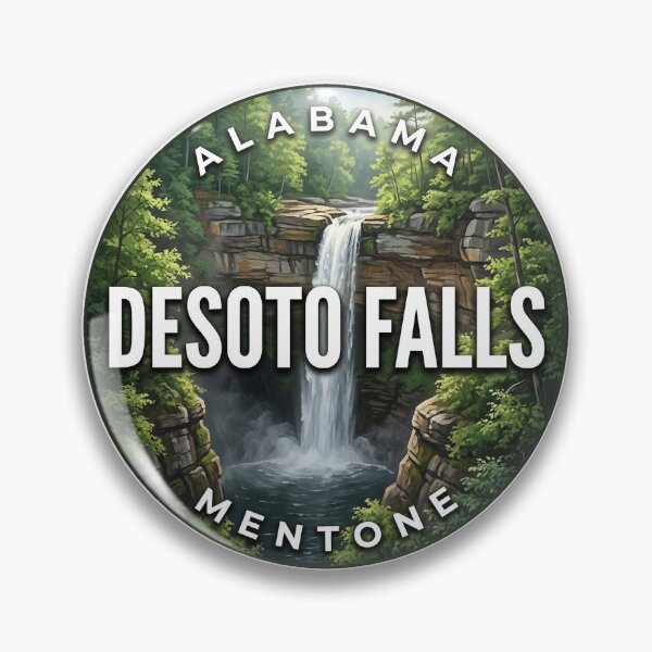 Item preview, DeSoto Falls Alabama Canyon Morning Round Badge Sticker designed and sold by DetourDgn.