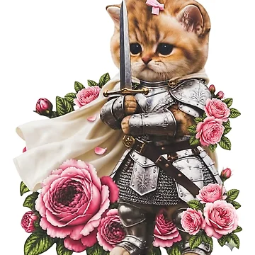 Artwork thumbnail, Cat Knight With Roses by BalouEdison