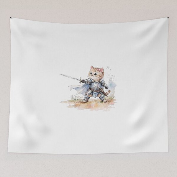 Item preview, Cat Knight Watercolor Art designed and sold by BalouEdison.