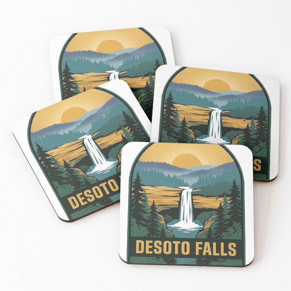 Item preview, DeSoto Falls Mentone Alabama Sunrise Canyon Arched Badge Sticker designed and sold by DetourDgn.