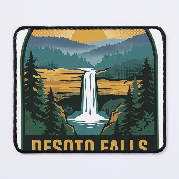 Item preview, DeSoto Falls Mentone Alabama Sunrise Canyon Arched Badge Sticker designed and sold by DetourDgn.