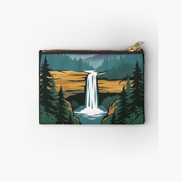 Item preview, DeSoto Falls Mentone Alabama Sunrise Canyon Arched Badge Sticker designed and sold by DetourDgn.